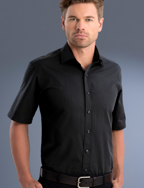 Picture of John Kevin Uniforms-837 Charcoal-Mens Slim Fit Long Sleeve Dark Stripe