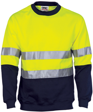 Picture of DNC Workwear Hi Vis Taped Fleece Crew Neck Sweat Shirt - CSR Reflective (3824)