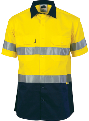 Picture of DNC Workwear Hi Vis Drill Short Sleeve Shirt - 3M 8906 Reflective Tape (3833)