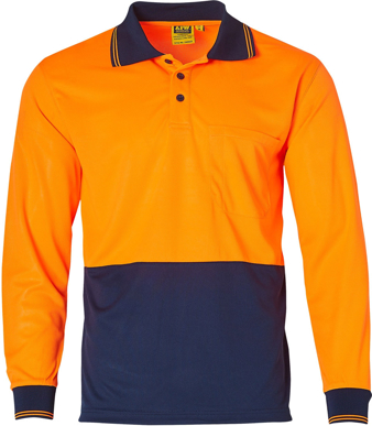 Picture of Australian Industrial Wear -SW05TD-Men's Polycotton High Visibility Long Sleeve Polo