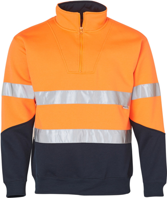 Picture of Australian Industrial Wear -SW14-Men's Taped Hi-Vis Long Sleeve Fleece Sweat with Collar and 3M Tapes