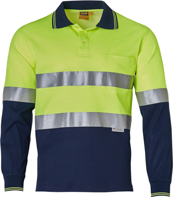 Picture of Australian Industrial Wear -SW21A-Men's Taped Long Sleeve Safety Polo