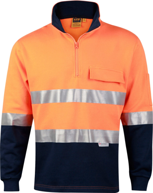 Picture of Australian Industrial Wear -SW48-Men's Taped Hi-Vis Two Tone Cotton Fleece Sweat