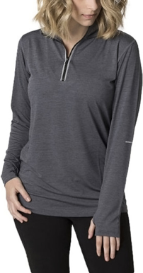 Picture of Be seen-BKHZ450L-Ladies charcoal heather soft touch fabric long sleeve top