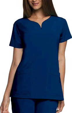 Picture of Grey's Anatomy-GR-2121-Ladies Signature 2 Pocket Notch Neck Scrub Top Indigo Size (S & M)