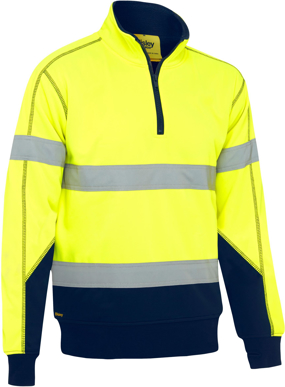 Picture of Bisley Workwear Taped Hi Vis 1/4 Zip Fleece Pullover With Sherpa Lining (BK6987T)