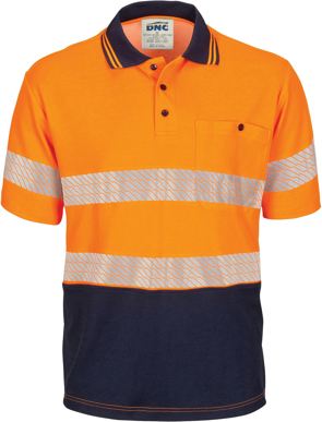 Picture of DNC Workwear Hi Vis Segment Taped Short Sleeve Polo - Polyester Cotton (3517)