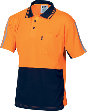 Picture of DNC Workwear Hi Vis Cool Breathe Stripe Short Sleeve Polo (3755)