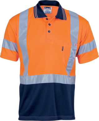 Picture of DNC Workwear Hi Vis Taped Day/Night Cool Breathe Polo Shirt With Cross Back Reflective Tape (3912)
