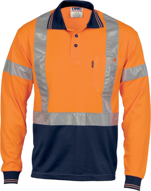 Picture of DNC Workwear Hi Vis Taped Day/Night Cool Breathe Polo Shirt - Cross Back Reflective Tape (3914)