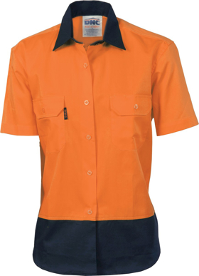 Picture of DNC Workwear Womens Hi Vis Cool Breeze Short Sleeve Shirt (3939)