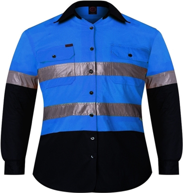 Picture of Ritemate Workwear Kids Taped 2 Tone Vented Lightweight Open Front Long Sleeve Shirt (RM4050R)