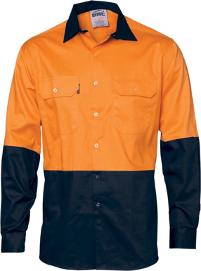 Picture of DNC Workwear Hi Vis Two Tone Cotton Drill Vented Long Sleeve Shirt (3981)