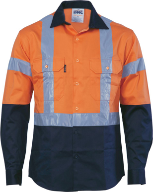 Picture of DNC Workwear Hi Vis Taped Day/Night 2 Tone Drill Shirt - H Pattern Generic Reflective Tape (3983)