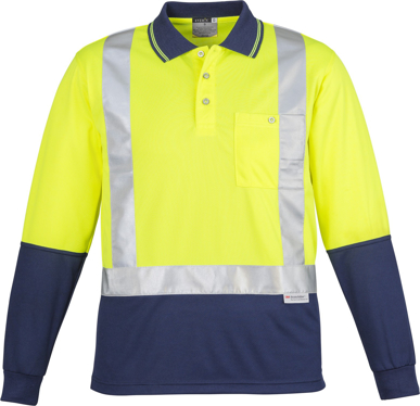 Picture of Syzmik Mens Hi Vis Taped Shoulder Spliced Long Sleeve Polo (ZH234)