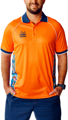 Picture of Trademutt Unisex RPET Snazzy Hi Vis Orange Short Sleeve Polo (TM-21525)